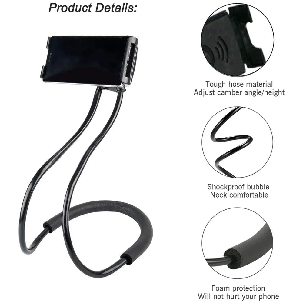 Lazy Neck Phone Holder ā 360° Flexible Mobile Stand for Hands-Free Viewing