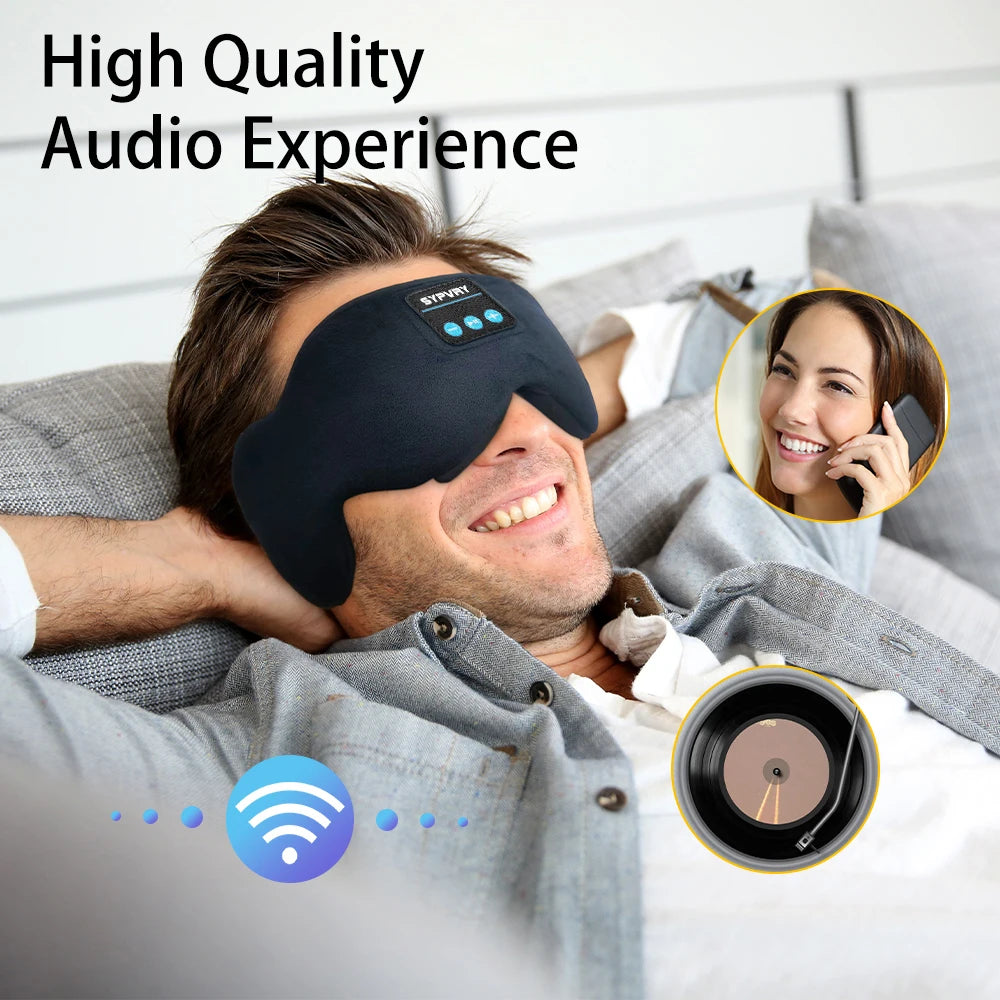Bluetooth Sleeping Eye Mask with Built-in Headphones – Comfortable Sleep & Music