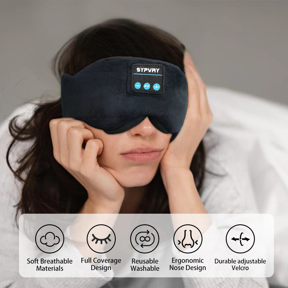 Bluetooth Sleeping Eye Mask with Built-in Headphones – Comfortable Sleep & Music
