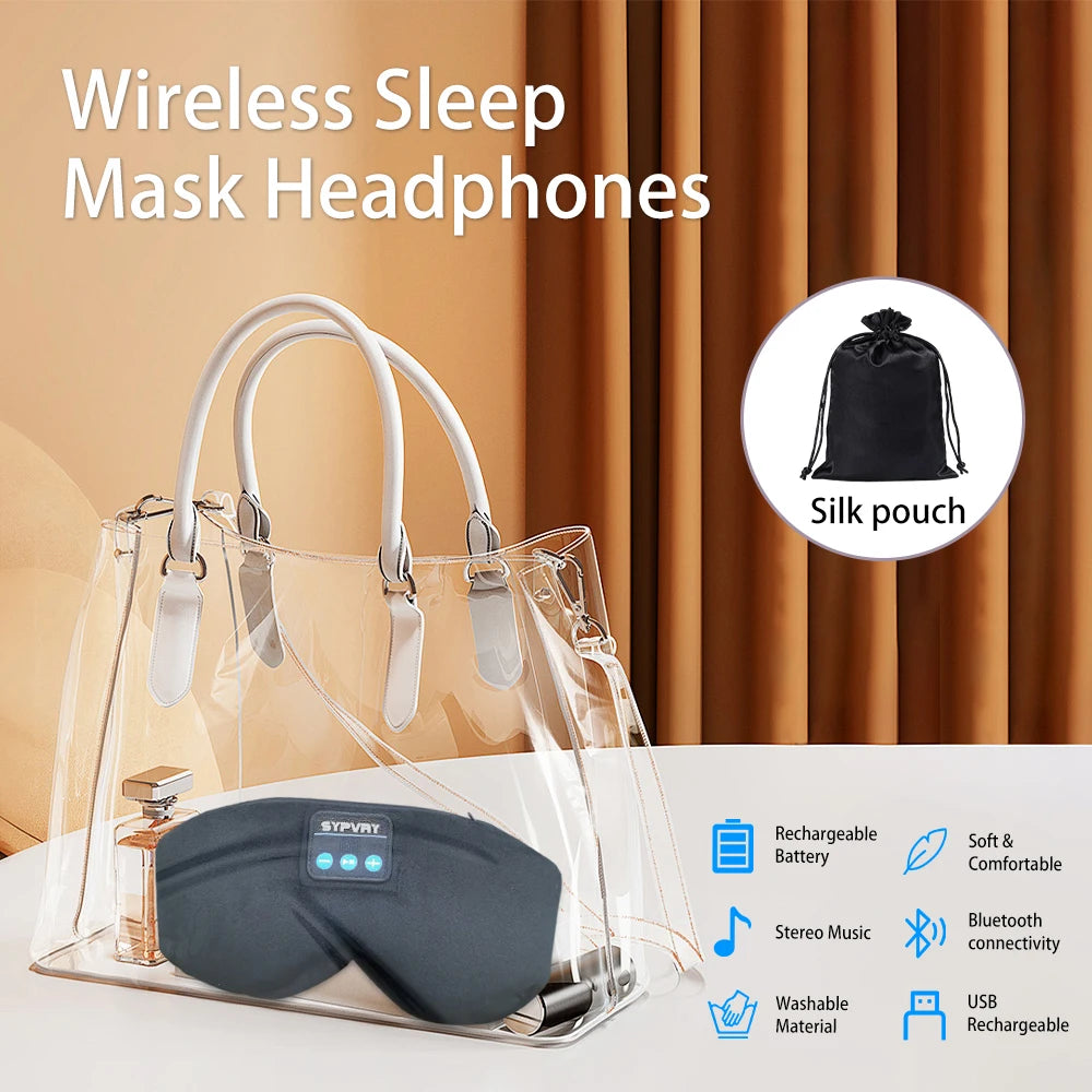 Bluetooth Sleeping Eye Mask with Built-in Headphones – Comfortable Sleep & Music