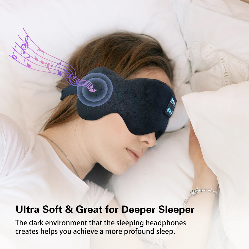 Bluetooth Sleeping Eye Mask with Built-in Headphones – Comfortable Sleep & Music